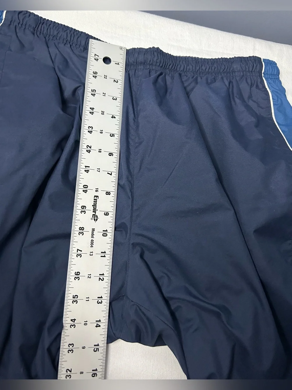 Vtg‎ Nike Track Pants Mens 2XL Blue Soft Lined Elastic Waist Side Stripe Zip Hem